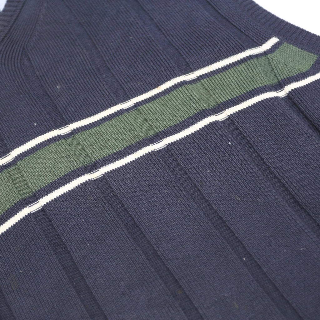 TOMMY HILFIGER Mens Navy & Green Patterned Cotton Jumper V-Neck Basic Knit XL
