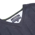 TOMMY HILFIGER Mens Navy & Green Patterned Cotton Jumper V-Neck Basic Knit XL