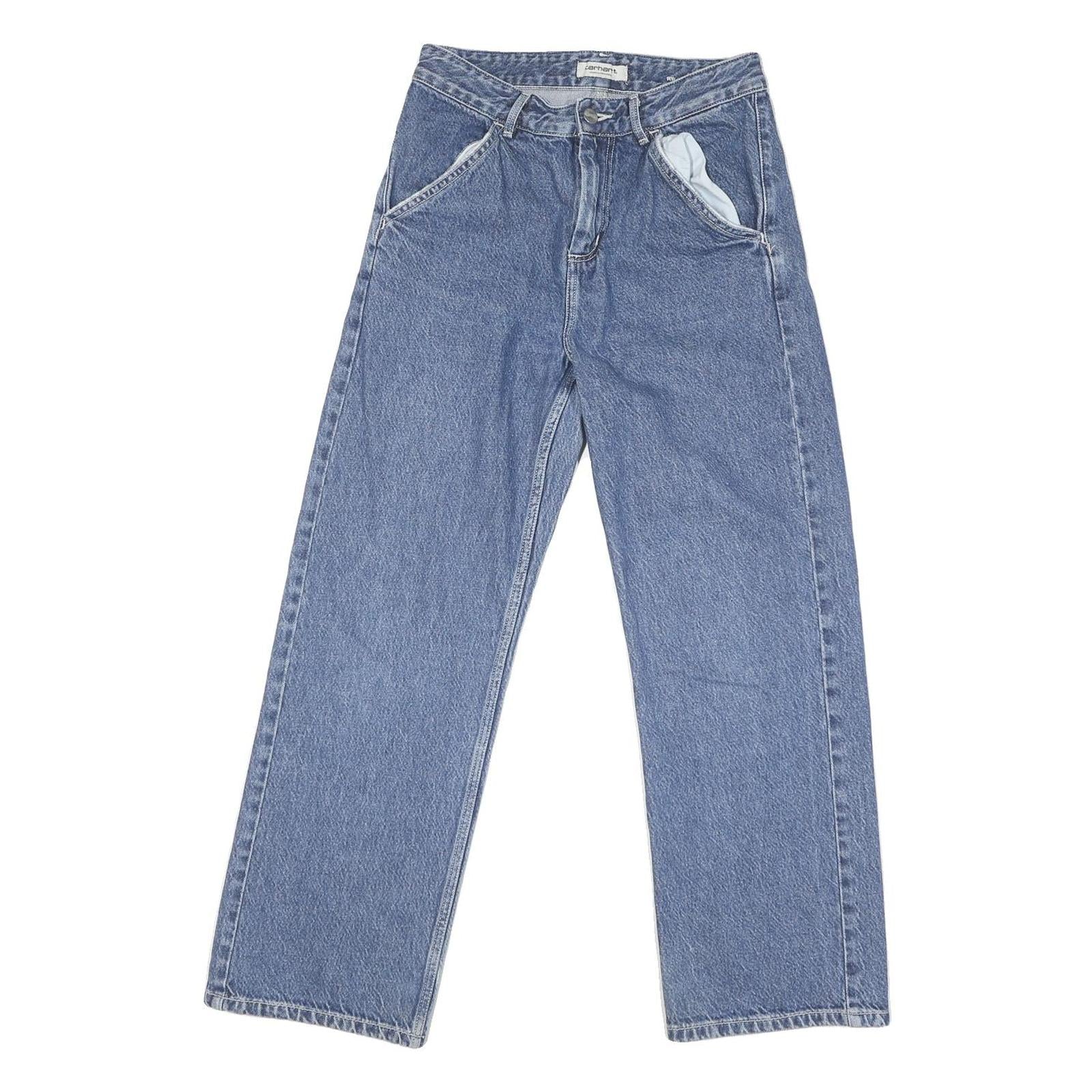 CARHARTT Mens Loose Blue Denim Light W27 L27 Workwear Zip Jeans