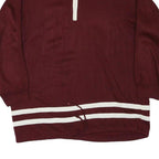 SPORTING Mens Maroon Collared L Quarter Zip Sweatshirt With White Stripes