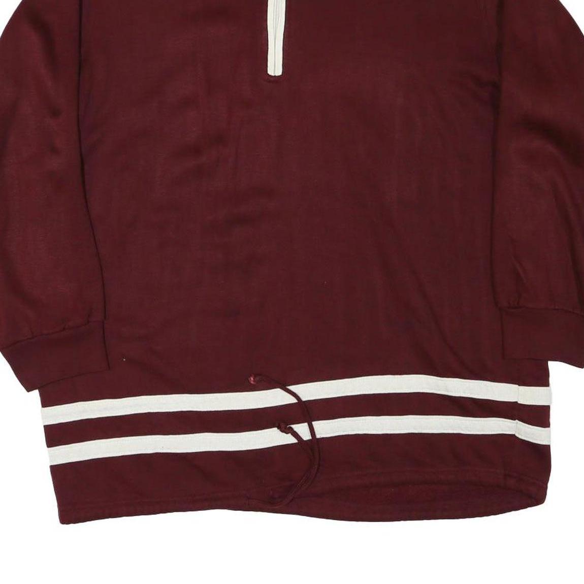 SPORTING Mens Maroon Collared L Quarter Zip Sweatshirt With White Stripes