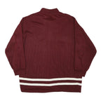 SPORTING Mens Maroon Collared L Quarter Zip Sweatshirt With White Stripes