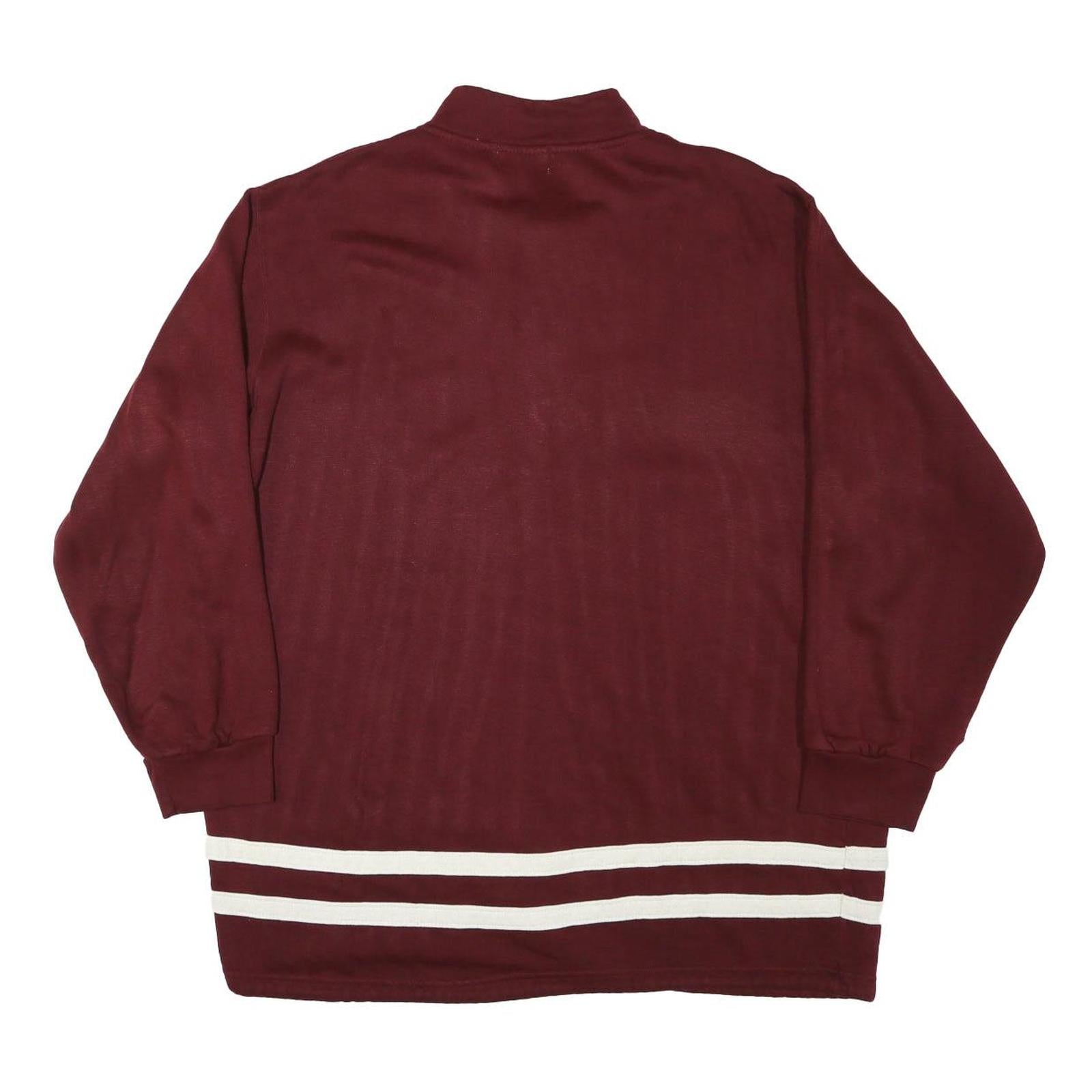 SPORTING Mens Maroon Collared L Quarter Zip Sweatshirt With White Stripes