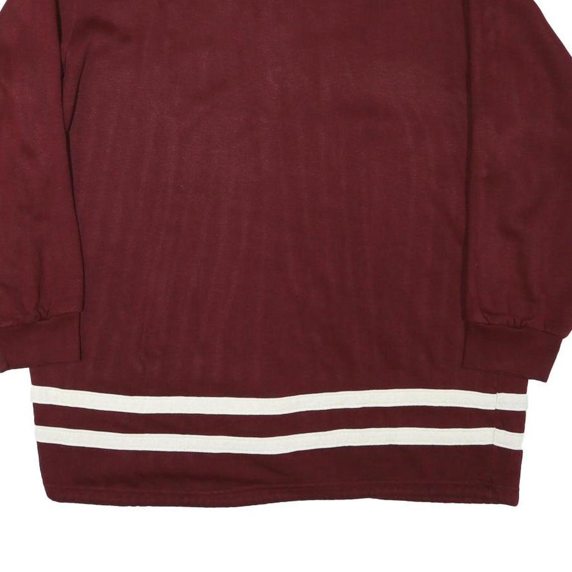 SPORTING Mens Maroon Collared L Quarter Zip Sweatshirt With White Stripes