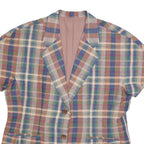 Womens Blue Beige Brown Green Plaid Cotton Blend Button Jacket M Checked Casual