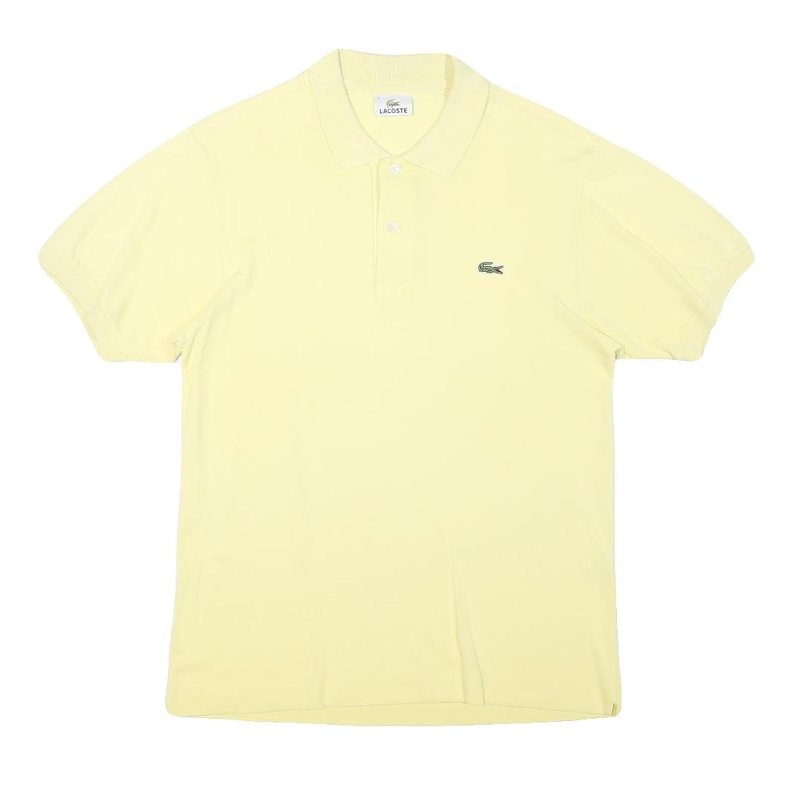 LACOSTE Mens Yellow Cotton Blend Short Sleeve Plain S Polo Shirt Classic Fit
