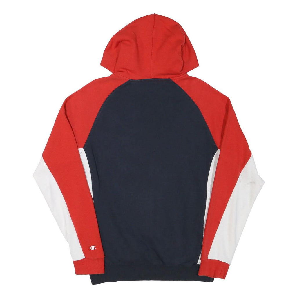 CHAMPION Mens Red & Navy Colourblock Pullover Hoodie M Sportswear Sweatshirt