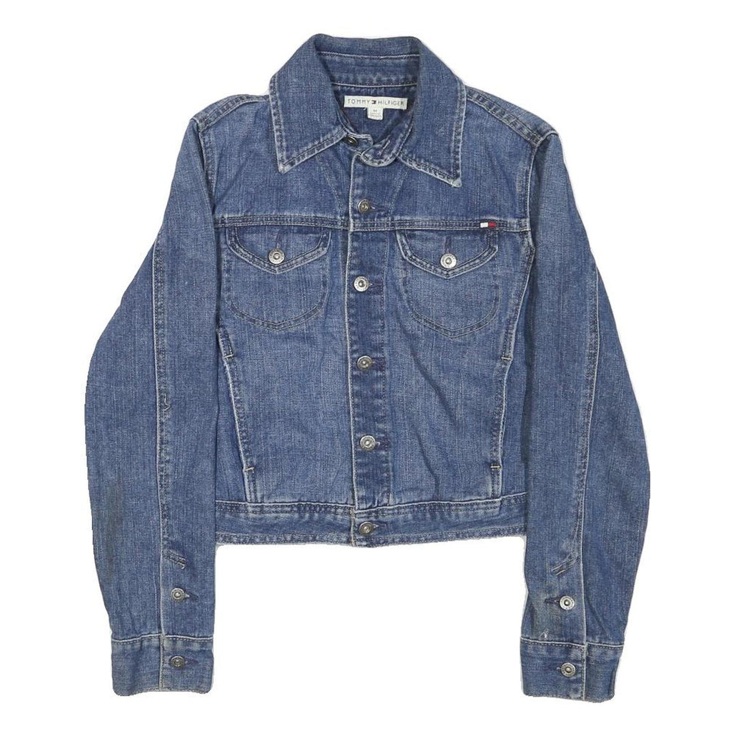 TOMMY HILFIGER Womens Blue Denim Jacket M Cotton Blend Button Classic Fit