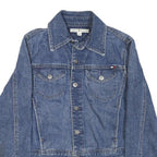 TOMMY HILFIGER Womens Blue Denim Jacket M Cotton Blend Button Classic Fit