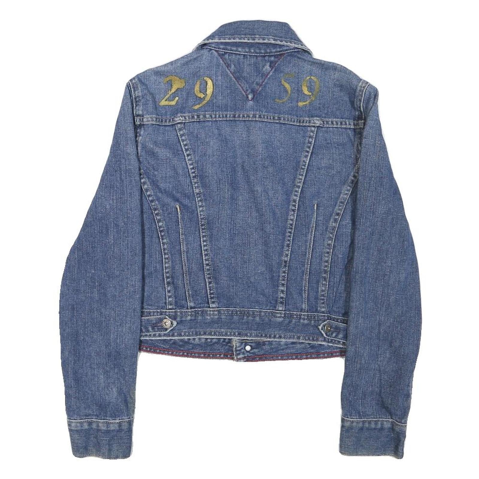 TOMMY HILFIGER Womens Blue Denim Jacket M Cotton Blend Button Classic Fit