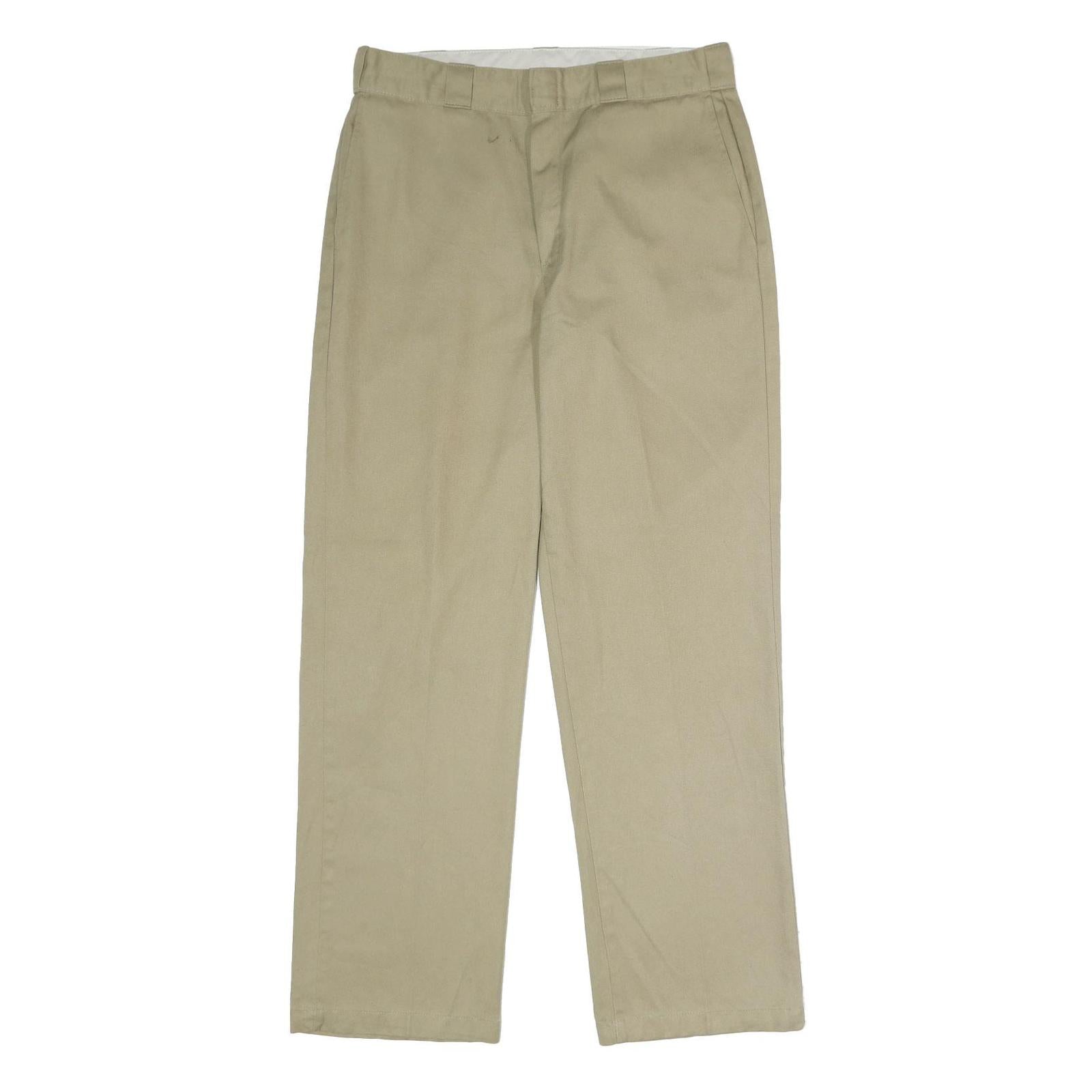 DICKIES Mens Regular Fit Beige Polyester Blend Trousers W34 L32 Workwear Zip