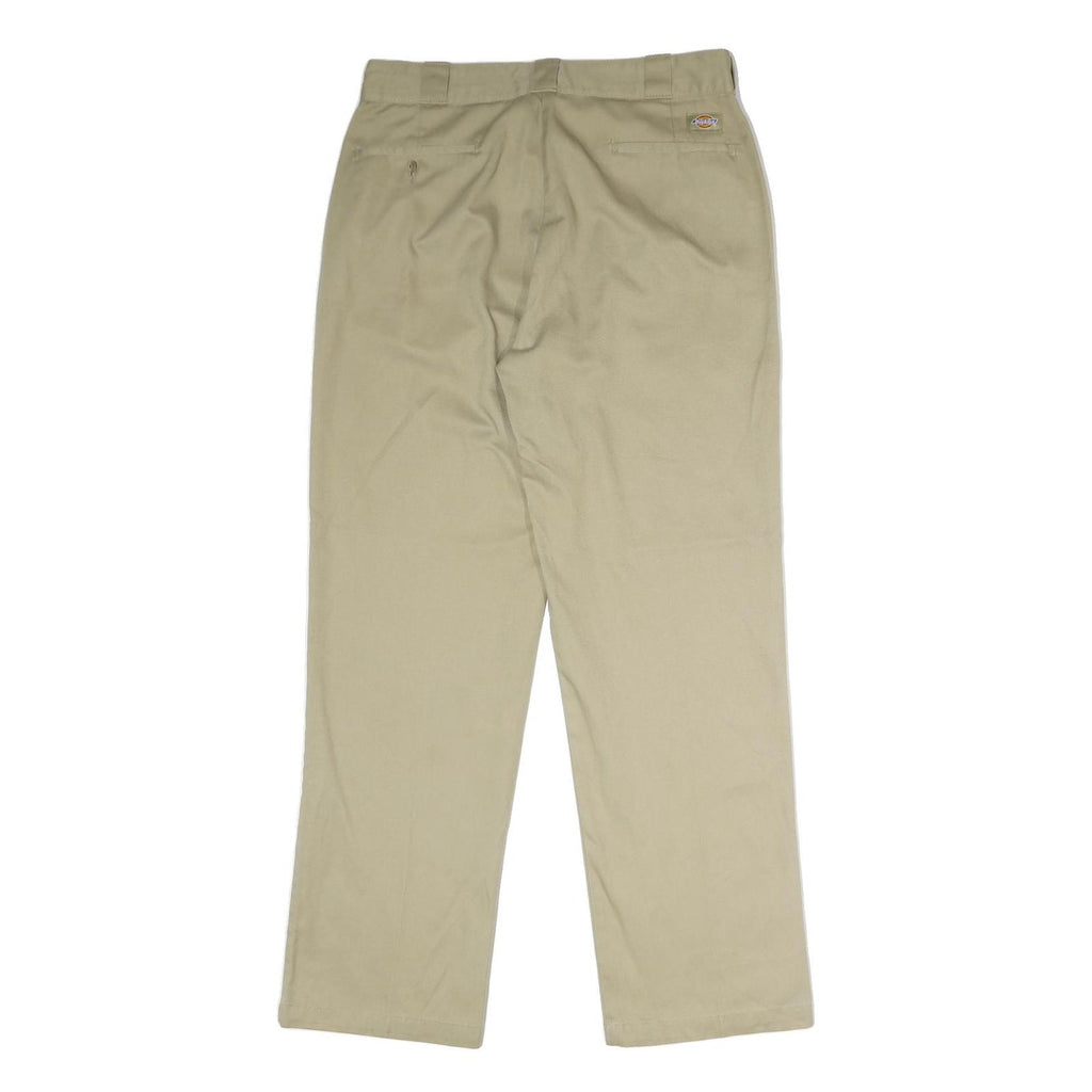 DICKIES Mens Regular Fit Beige Polyester Blend Trousers W34 L32 Workwear Zip
