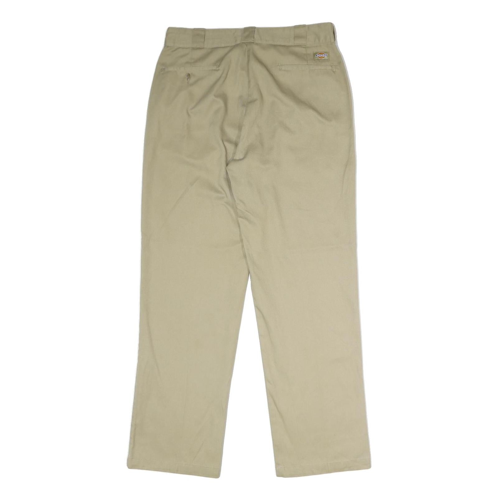 DICKIES Mens Regular Fit Beige Polyester Blend Trousers W34 L32 Workwear Zip