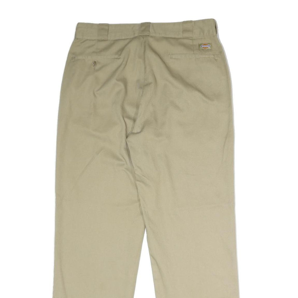 DICKIES Mens Regular Fit Beige Polyester Blend Trousers W34 L32 Workwear Zip
