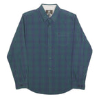TIMBERLAND Mens Blue Green Check Shirt L Casual Cotton Blend Button Shirt