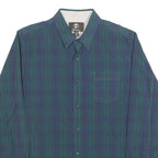 TIMBERLAND Mens Blue Green Check Shirt L Casual Cotton Blend Button Shirt