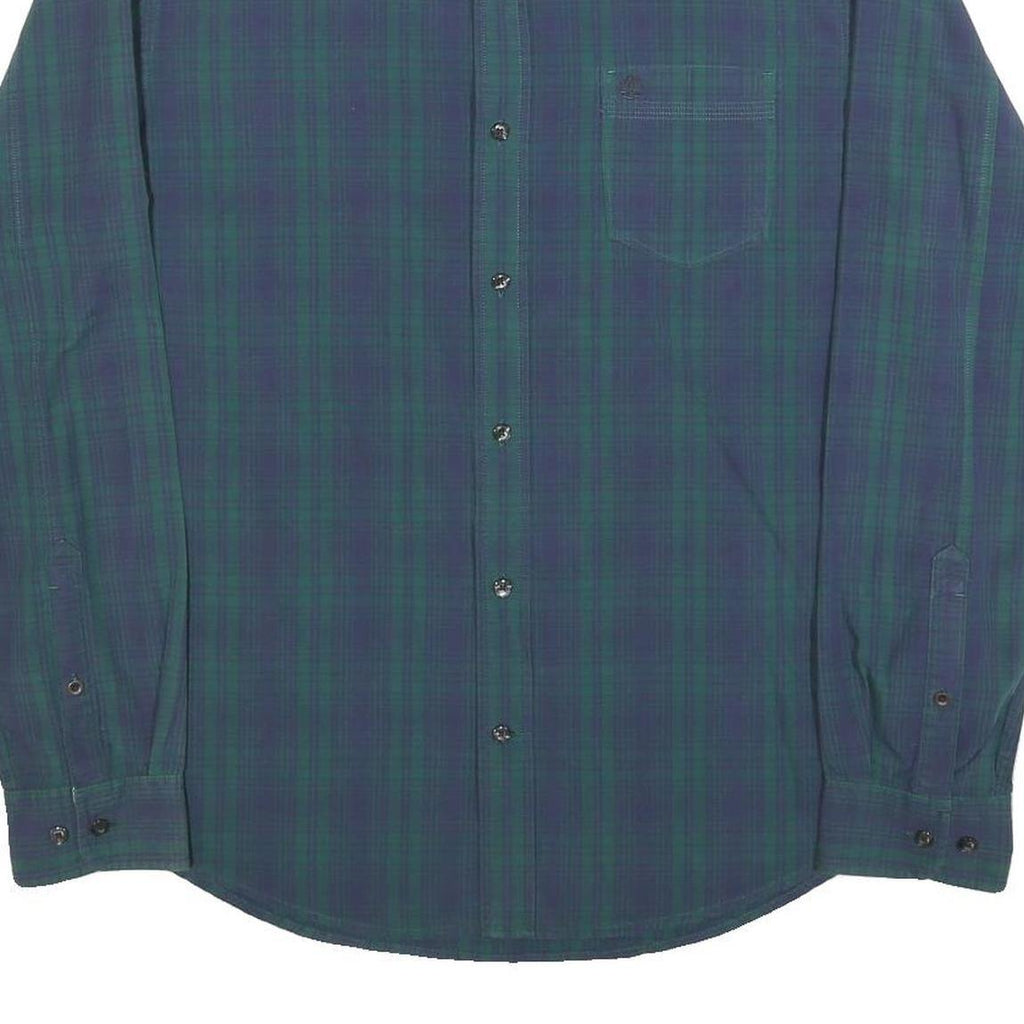 TIMBERLAND Mens Blue Green Check Shirt L Casual Cotton Blend Button Shirt