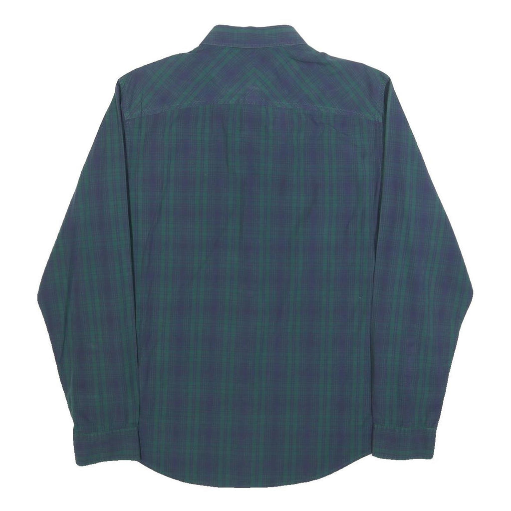 TIMBERLAND Mens Blue Green Check Shirt L Casual Cotton Blend Button Shirt