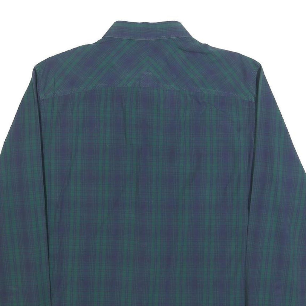 TIMBERLAND Mens Blue Green Check Shirt L Casual Cotton Blend Button Shirt