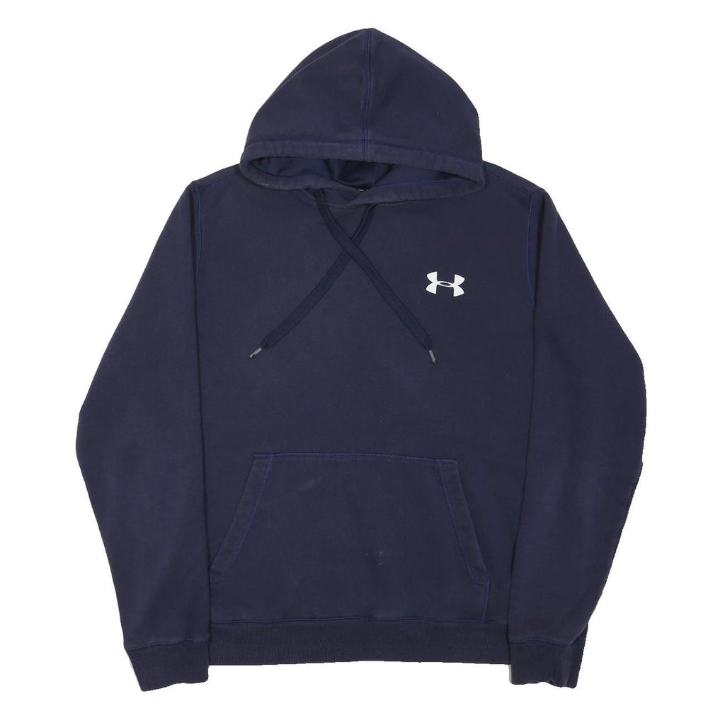 UNDER ARMOUR Mens Navy Blue Hoodie L Cotton Blend Pullover Casual Sportswear