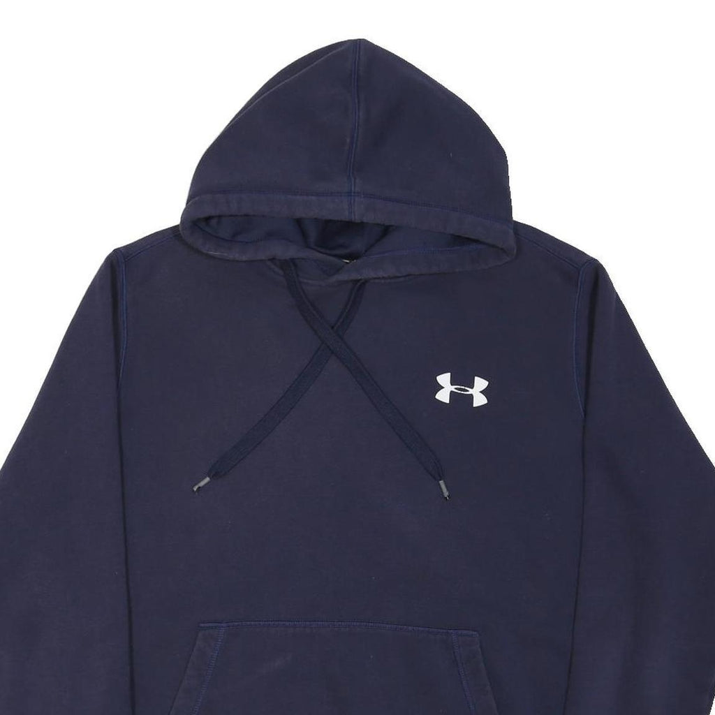 UNDER ARMOUR Mens Navy Blue Hoodie L Cotton Blend Pullover Casual Sportswear