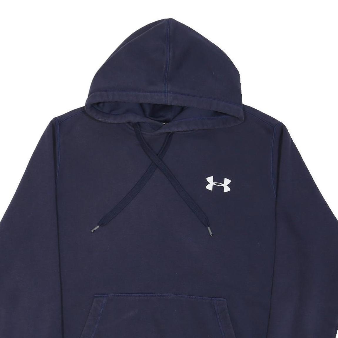 UNDER ARMOUR Mens Navy Blue Hoodie L Cotton Blend Pullover Casual Sportswear