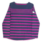 JOULES Womens Patterned Jumper Purple Striped Tight Knit UK 8