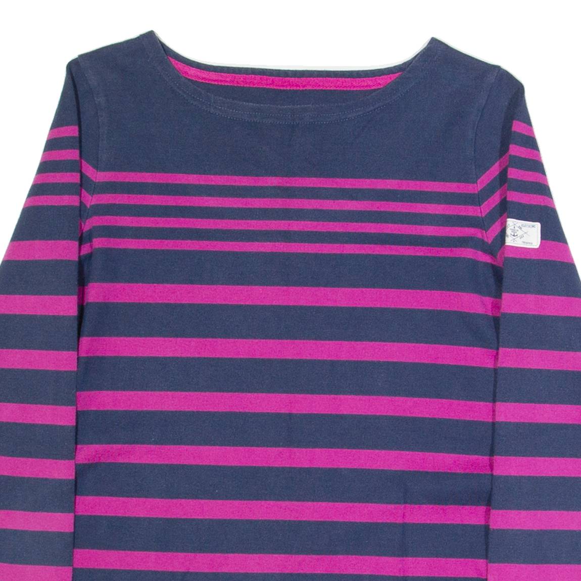 JOULES Womens Patterned Jumper Purple Striped Tight Knit UK 8