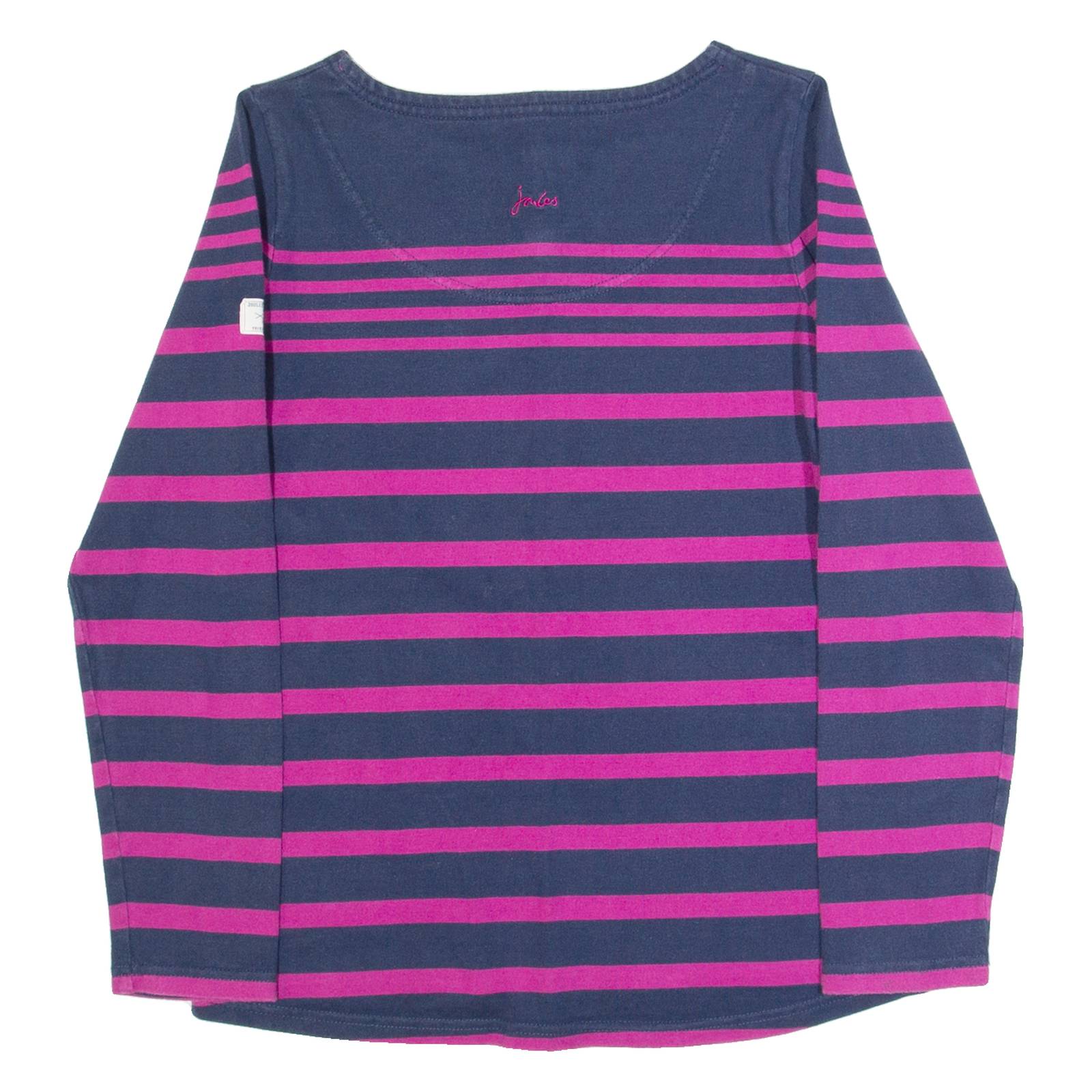 JOULES Womens Patterned Jumper Purple Striped Tight Knit UK 8