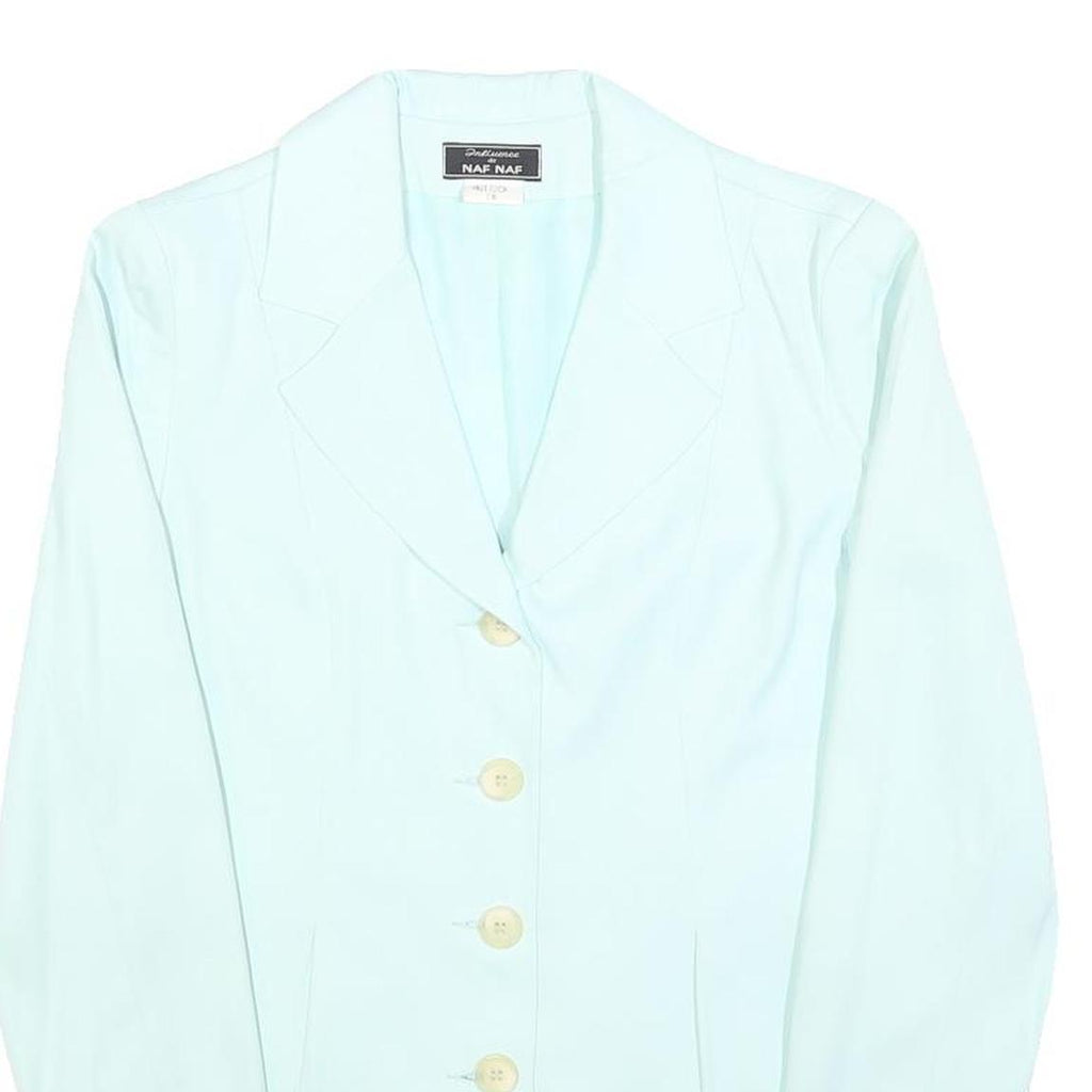 NAF NAF Womens Light Blue Button Jacket S Polyester Blend Classic Smart
