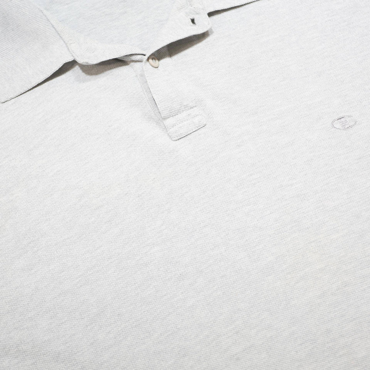 CHAMPION Mens Grey Polo Shirt Short Sleeve Embroidered Logo L Cotton Blend