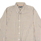 RENATO CAVALI Mens Beige Check Shirt XL Cotton Long Sleeve Button Collar