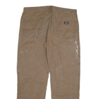 DICKIES Mens Cotton Blend Brown Regular Straight Trousers W38 L32 Workwear