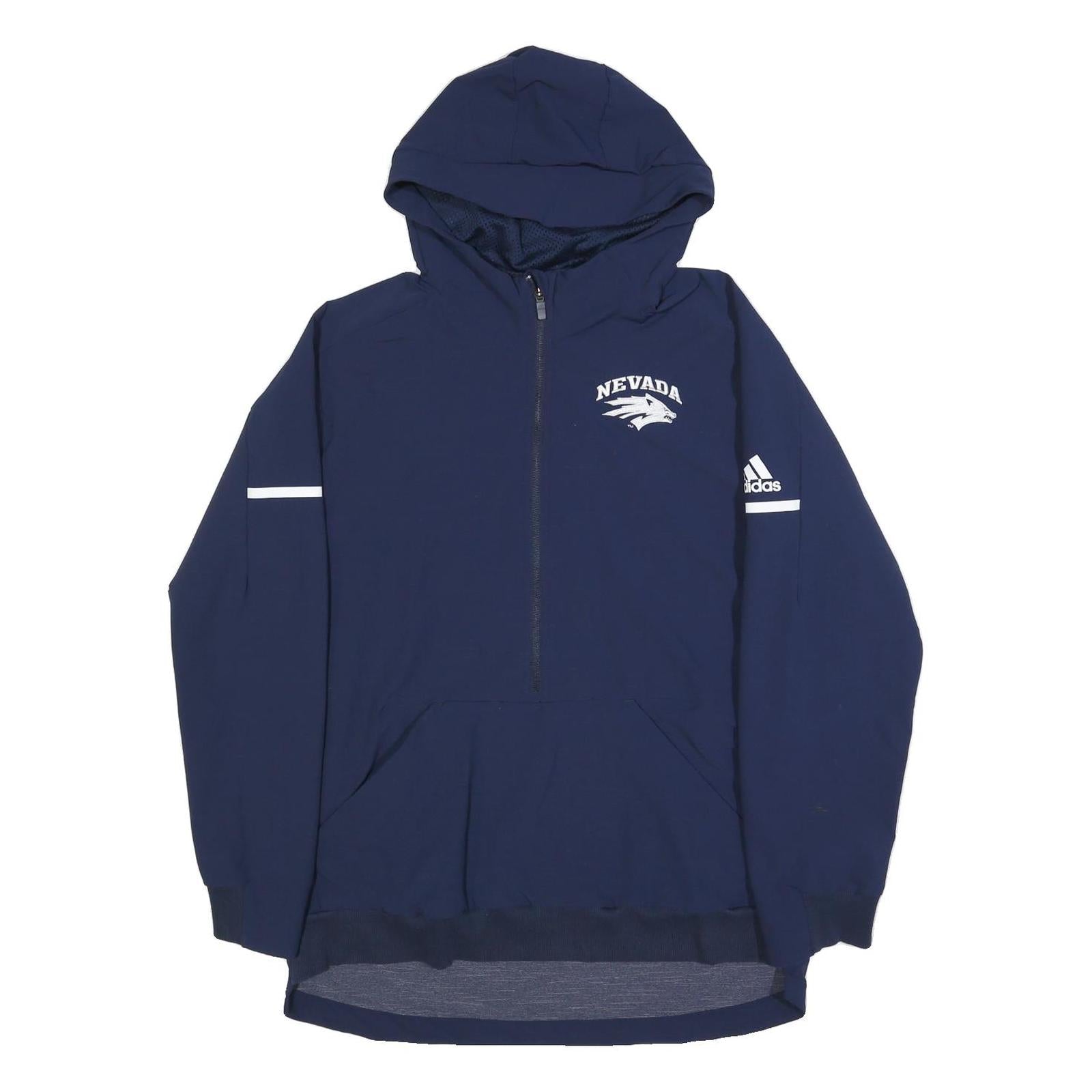 ADIDAS Mens Navy Blue Nevada Hoodie Jacket L Polyamide Plain Zip Hooded