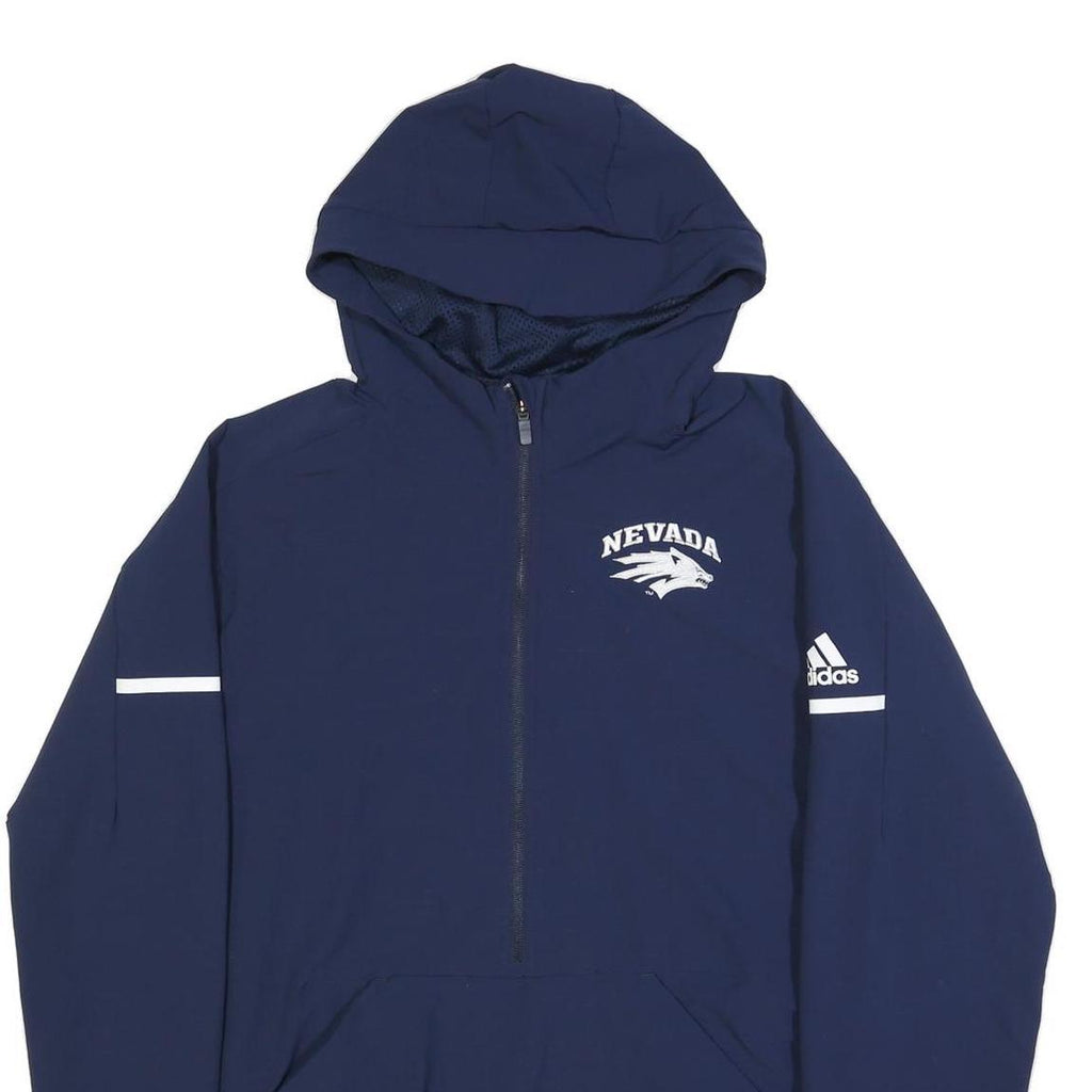 ADIDAS Mens Navy Blue Nevada Hoodie Jacket L Polyamide Plain Zip Hooded