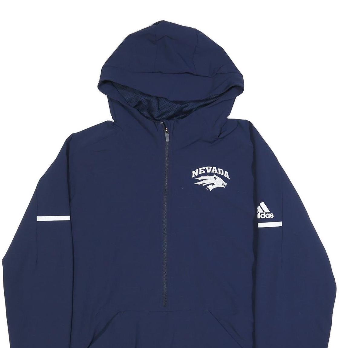 ADIDAS Mens Navy Blue Nevada Hoodie Jacket L Polyamide Plain Zip Hooded