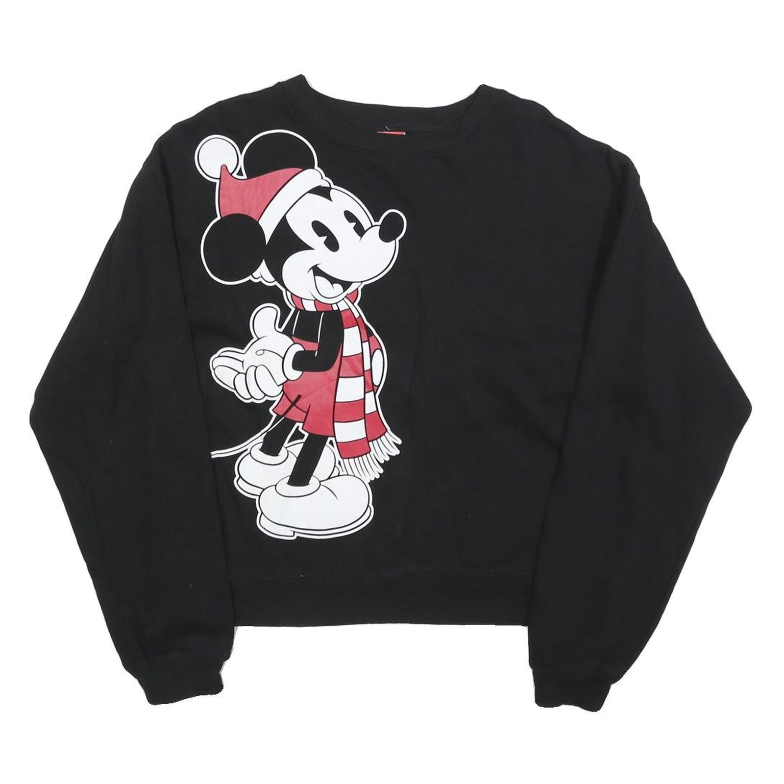 DISNEY Womens Black Mickey Mouse Crew Neck S Cotton Blend Sweatshirt