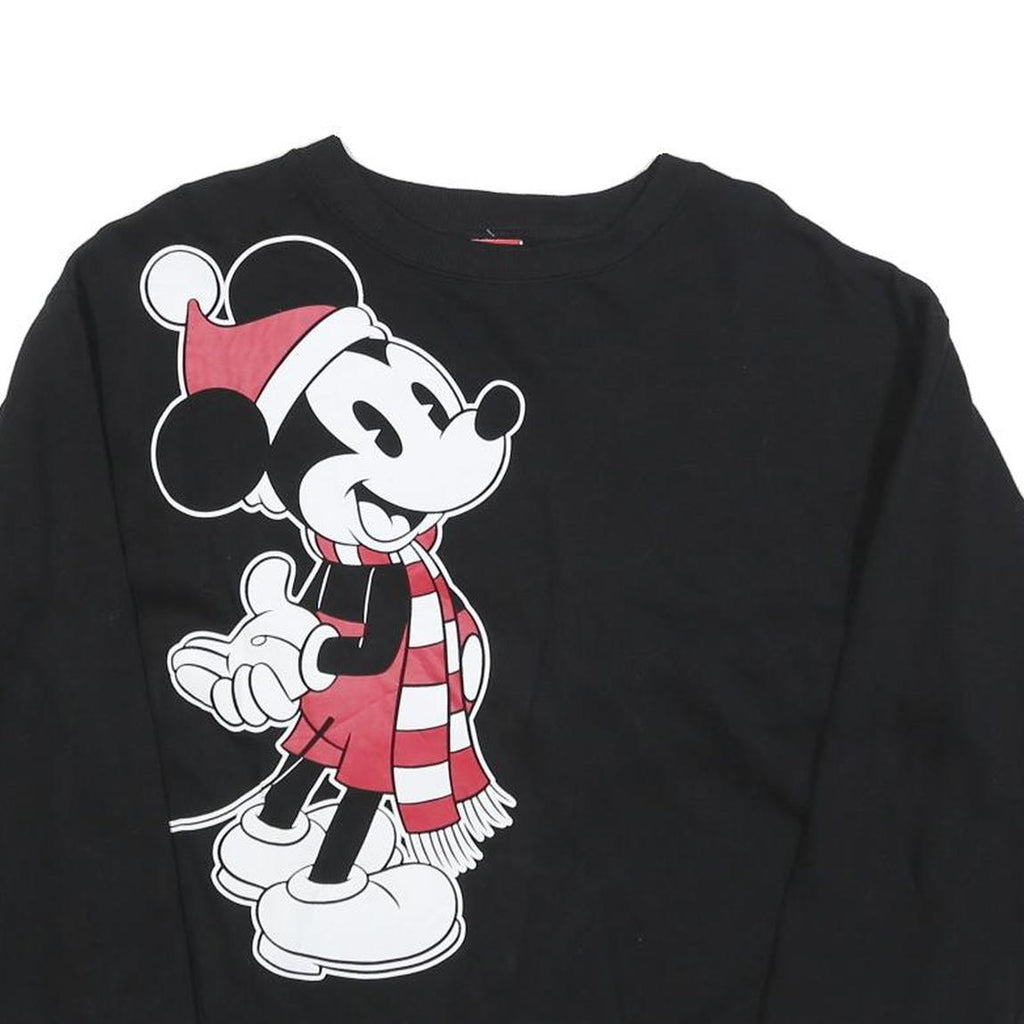 DISNEY Womens Black Mickey Mouse Crew Neck S Cotton Blend Sweatshirt