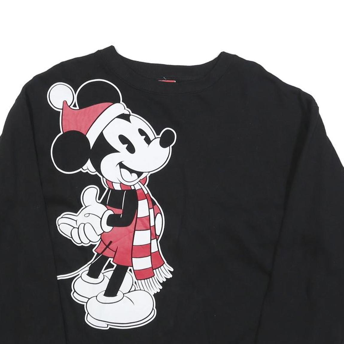 DISNEY Womens Black Mickey Mouse Crew Neck S Cotton Blend Sweatshirt