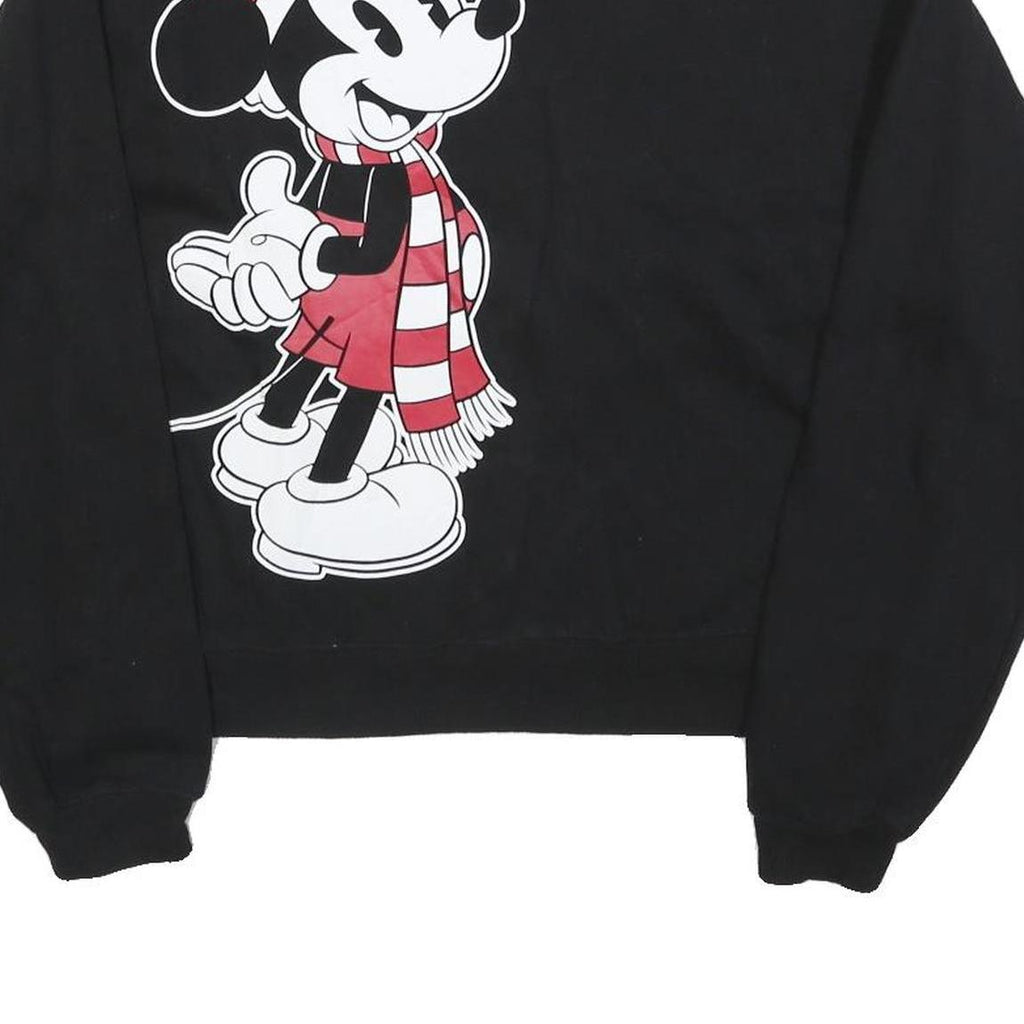 DISNEY Womens Black Mickey Mouse Crew Neck S Cotton Blend Sweatshirt
