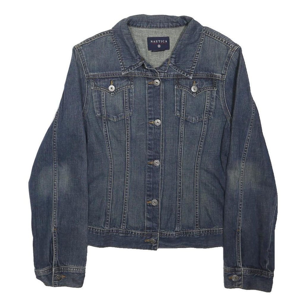 NAUTICA Womens Blue Denim Jacket XL Cotton Blend Button Plain Casual Wear