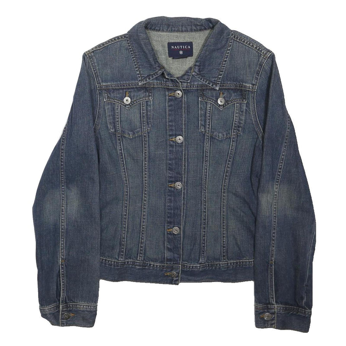 NAUTICA Womens Blue Denim Jacket XL Cotton Blend Button Plain Casual Wear