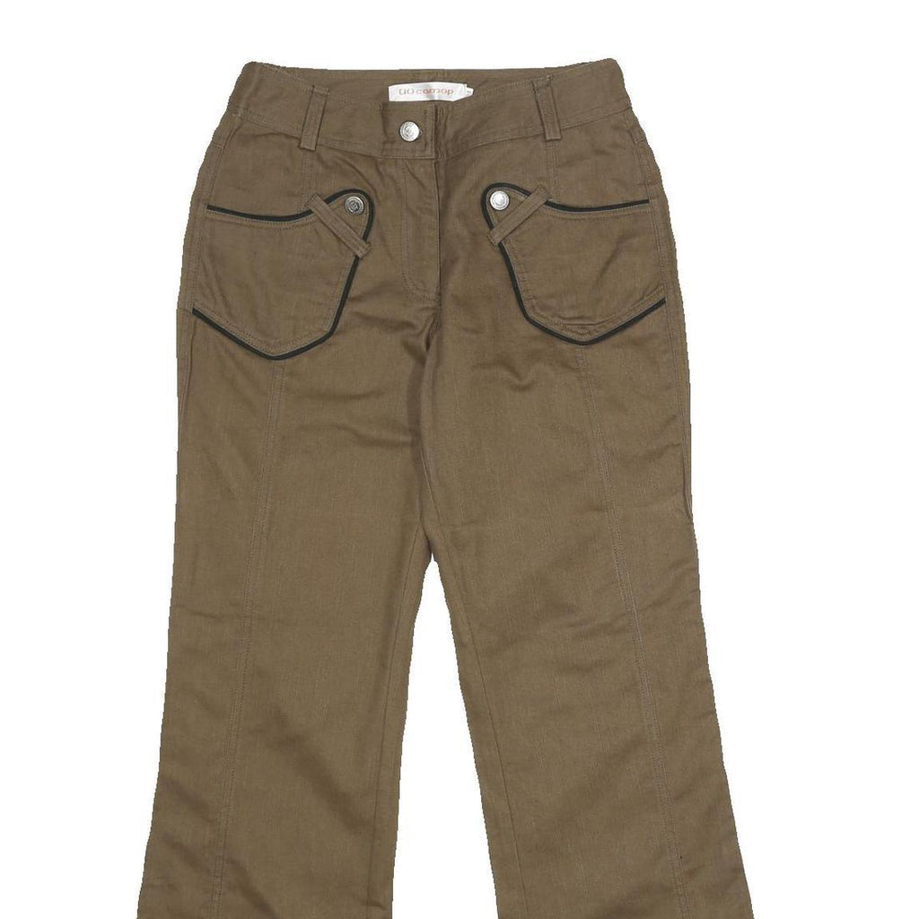 UO COMOP Womens Polyester Blend Brown Regular Flared Trousers W28 L32 Utility