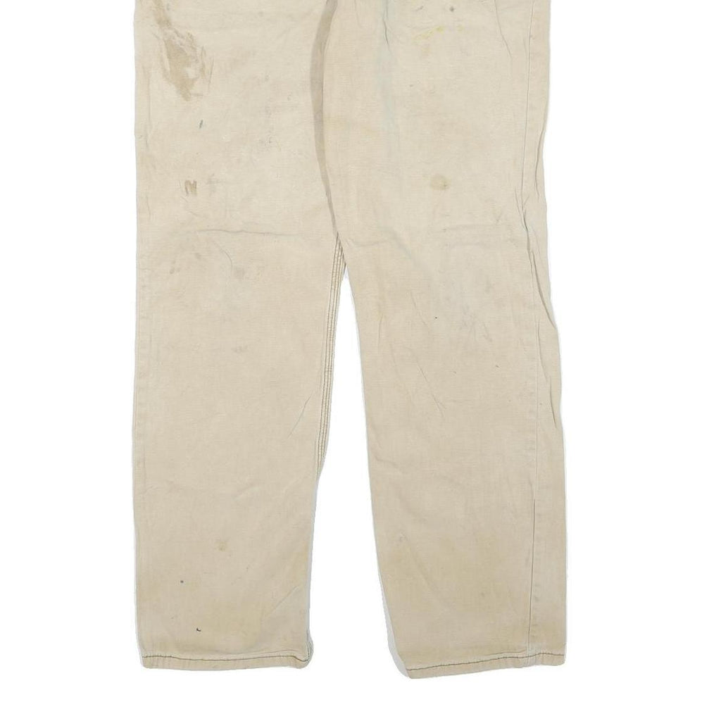 CARHARTT Mens Cotton Blend Beige Regular Fit Straight Leg Trousers W34 L32