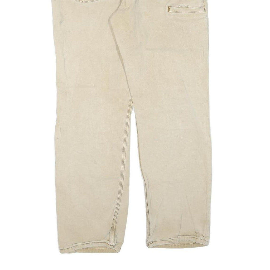 CARHARTT Mens Cotton Blend Beige Regular Fit Straight Leg Trousers W34 L32