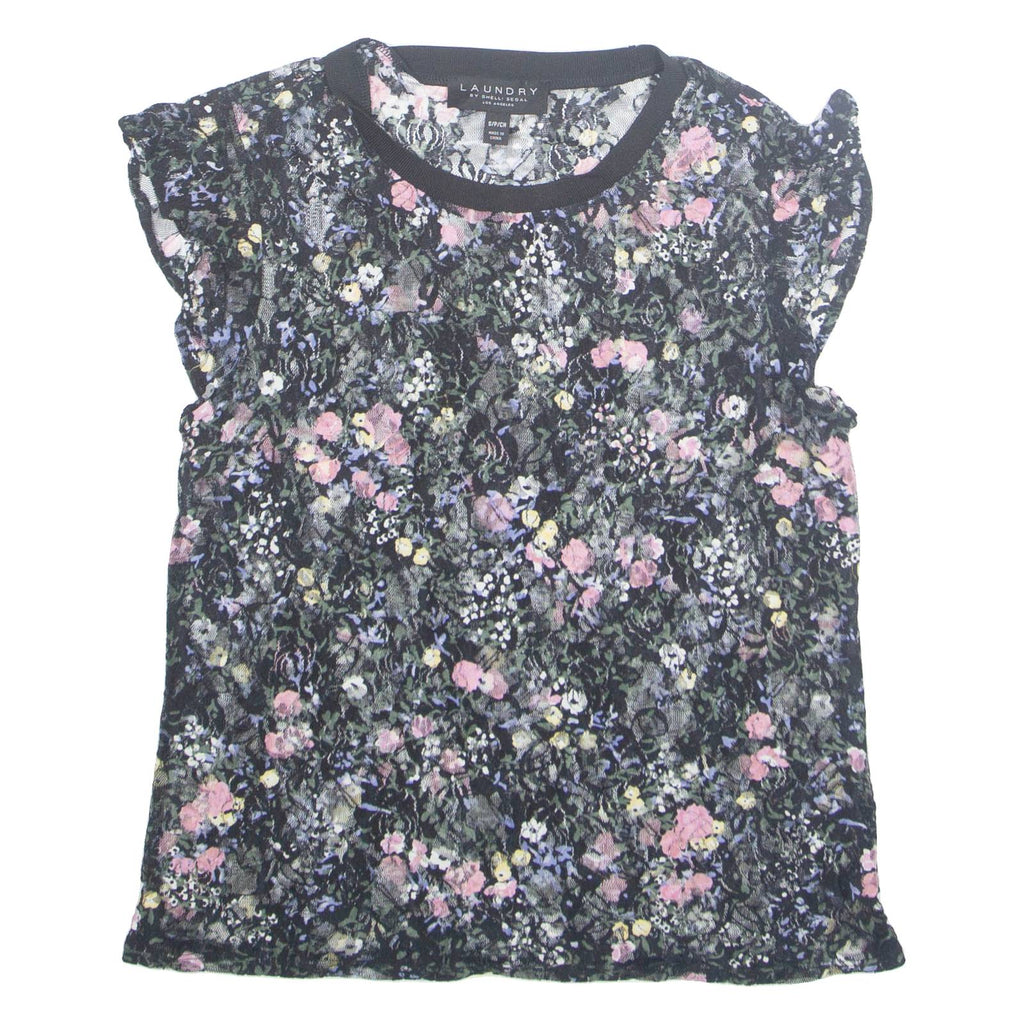 LAUNDRY Womens Printed Top Black Sleeveless Floral S