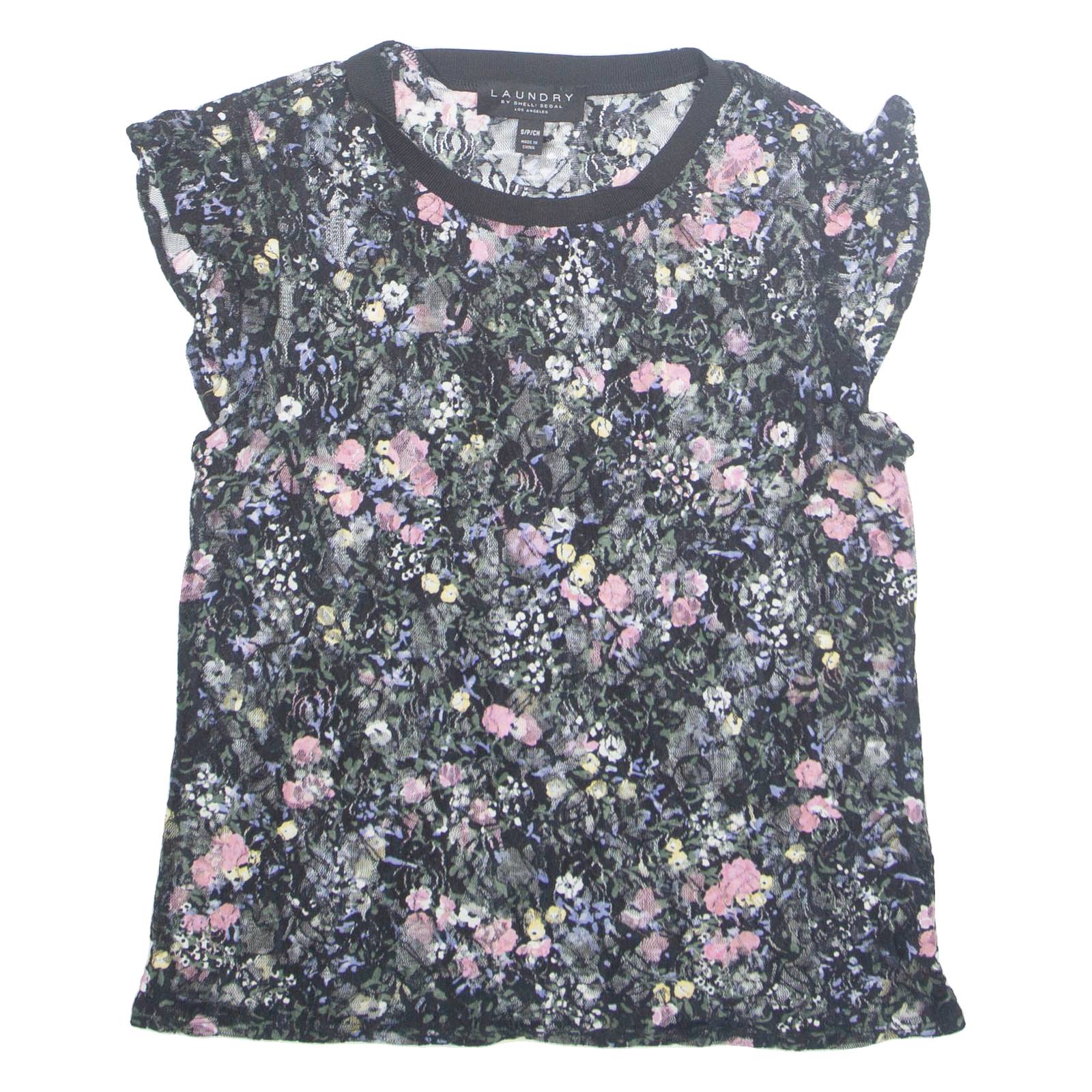 LAUNDRY Womens Printed Top Black Sleeveless Floral S
