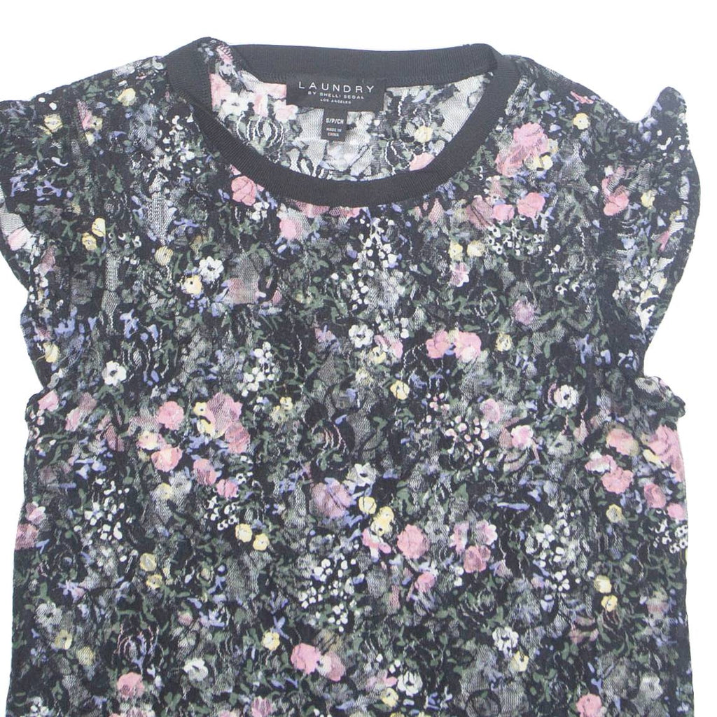 LAUNDRY Womens Printed Top Black Sleeveless Floral S