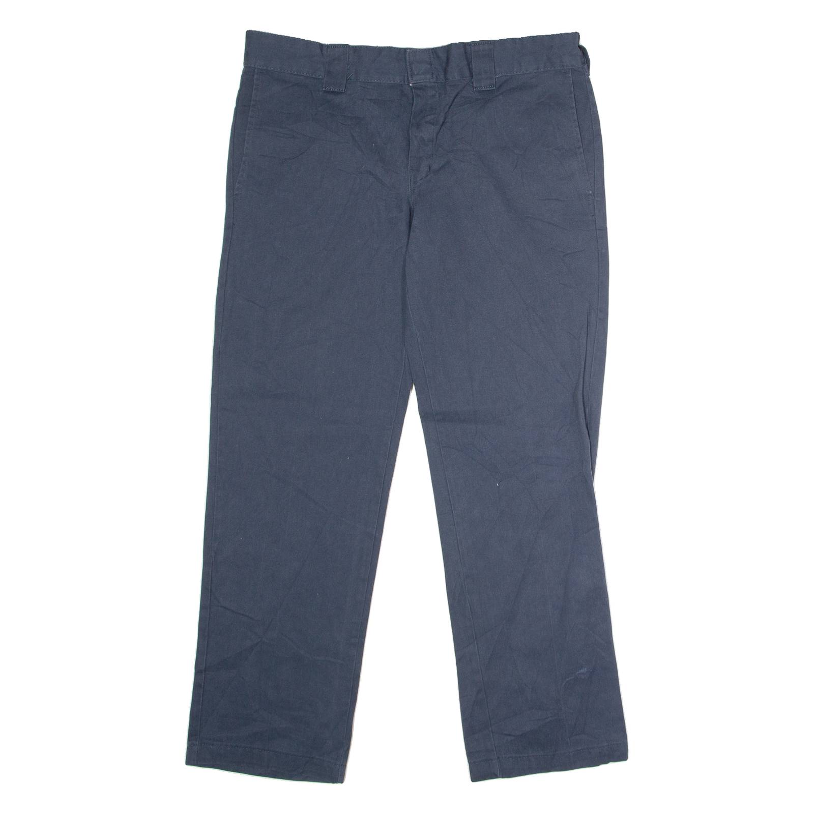 DICKIES Workwear Mens Twill Trousers Blue Slim Straight W34 L30