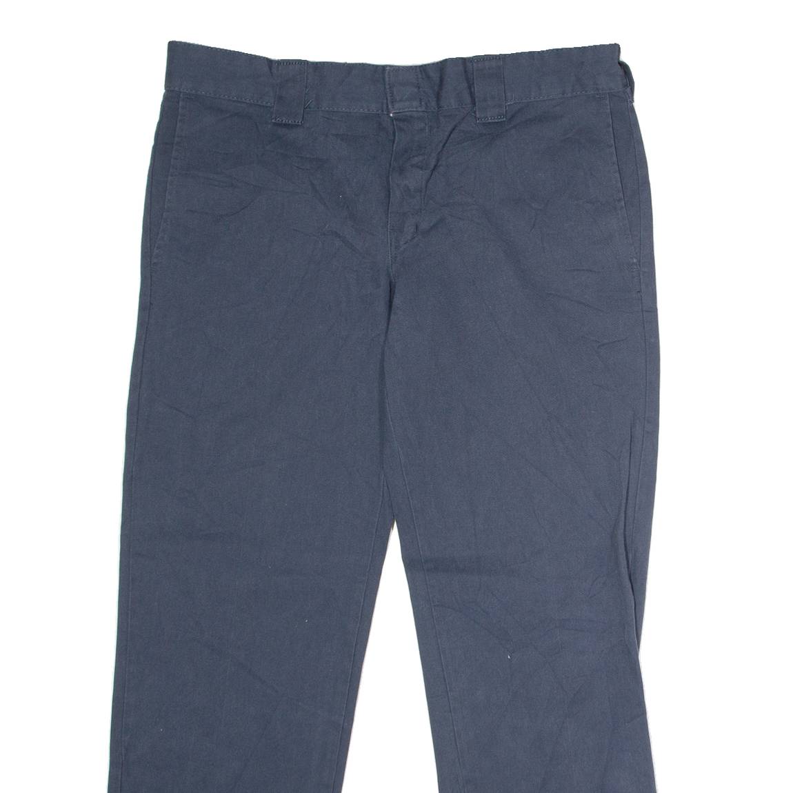 DICKIES Workwear Mens Twill Trousers Blue Slim Straight W34 L30